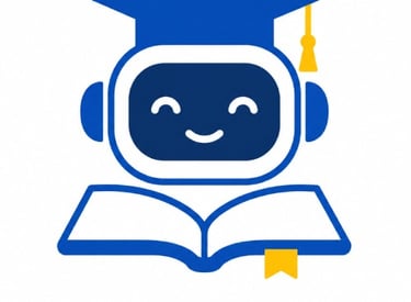 Robot con birrete y libro que representa el aprendizaje de robótica.