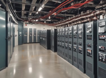 An HVAC technician servicing a commercial air conditioning unit.