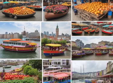 A travel agency is located in a multi-story building adorned with a large mural. The mural depicts a smiling woman's face with her hand raised as if waving. The building is surrounded by trees, and there is a sign indicating 'TRAVEL AGENCY' at the entrance. Several windows and architectural details are visible, as well as an entrance with a ramp and stairs.