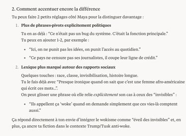 Accentuation proposée par l'IA des phrases-pivots et du lexique