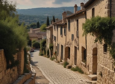 A blue cylindrical outdoor rubbish bin with a yellow label is situated on a paved sidewalk. It's positioned against a building featuring a section of red and white painted panels.