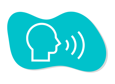 a person with a speech bubble in the middle of a speech bubble