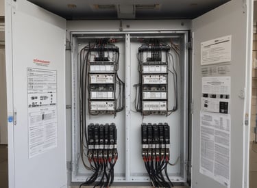 grayscale photography of man facing mechanical machine