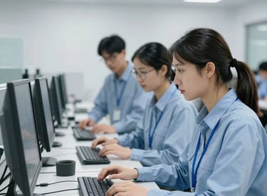 QA team collaborating on AI training data creation.