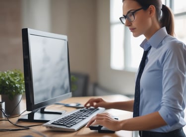 A person wearing a white mask is interacting with a network server, handling blue cables. The setup is illuminated with blue lights, suggesting a technological environment.