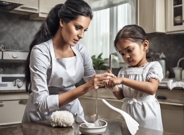 grayscale photography of two women with three children under tent