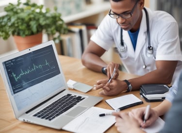 A hand holding three medical instruments with long, thin handles and small attachments at the end. One of the instruments has a red plastic part forming a T-shape, another has a blue ring and a white stick, and the third appears to have a clear loop at the end. The background is a plain, light-colored wall.