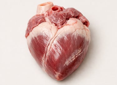 Lamb heart, lean organ meat suitable for grilling or curries