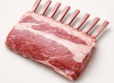Rack of lamb with rib bones, premium cut for roasting and fine dining