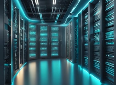 A secure server room with advanced technology and data protection measures in place.