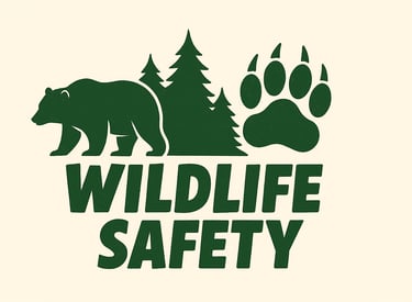 Wildlife Safety category banner with bear and pawprint — animal encounter safety, wilderness survival, outdoor awareness