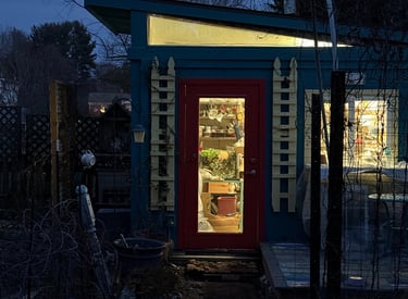 My studio at night was still working on a mailbox commission