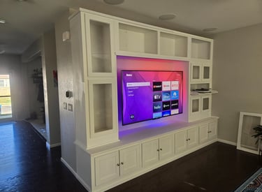 Custom-made built-in entertainment cabinet with turntable pull out