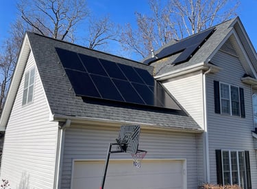 House with professional cleaned solar panel on the roof.