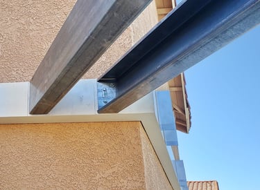 Steel insert beams attached to wall of home in Temecula, CA.