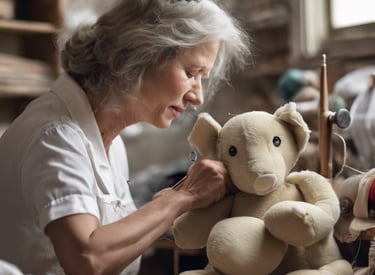 a group of stuffed animals sitting next to each other