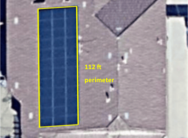 Example of a single solar array with 112 linear feet of perimeter used to calculate bird proofing co