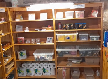 Fairtrade products made available by volunteers at Traipoint Halesowen.