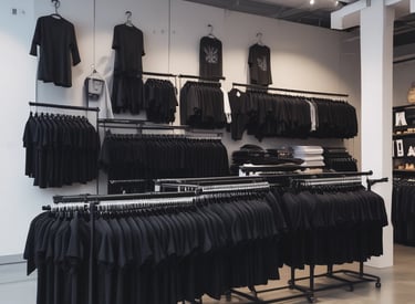 A collection of various athletic apparel and accessories laid out, including sports bras, tops, headbands, and tags. The items are in different colors and patterns, such as pastel pink, blue, and floral designs. A black jacket and several pieces still have brand tags attached.