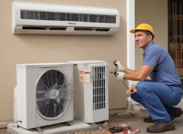 An outdoor air conditioning unit is mounted against a wall with a cracked and peeling surface. The unit displays a prominent TCL logo. Electrical cables are visible around the installation, with some pipes and barbed wire in the foreground, suggesting a secure or restricted area.