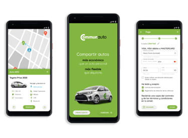 Three user interfaces from the Communauto app case study.
