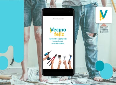 Vecino Feliz App: UX case study, onboarding page.
