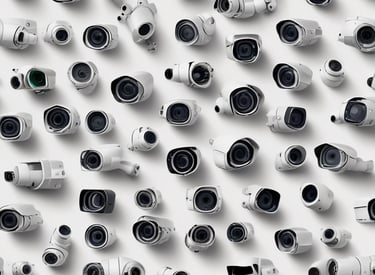a collection of cameras and cameras on a white background