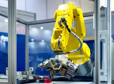 a robot handling a part