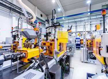 a factory floor plan of a factory with a lot of machinery and automation