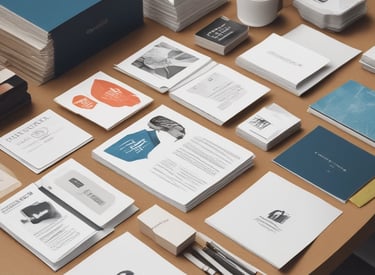 A view of a printing press with stacks of paper beneath it. The machinery is visible with metallic elements and a strong light source at the top. The scene conveys an industrial setting with a focus on mass production.