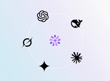 Minimalist AI model icons representing GPT-4, Gemini, Claude, and other advanced AI engines