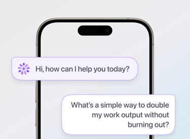 Chat conversation preview showing Looma AI responding with a helpful suggestion