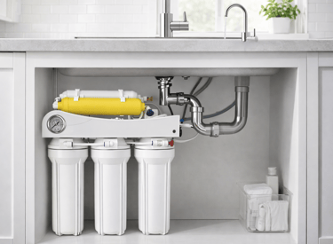 Under-sink water filtering system