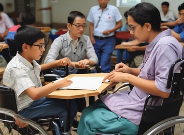 A group of people wearing black graduation caps and gowns sit outdoors, attending a graduation ceremony. The focus is on a cap with the phrase 'I'm a Social Worker! What's your superpower?' written on it. Sunlight casts a warm glow over the scene, highlighting the joyous atmosphere.