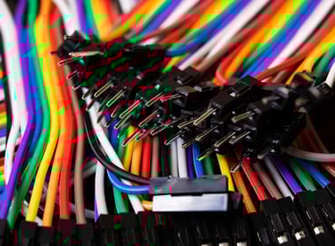 a bunch of wires and wires connected to a computer