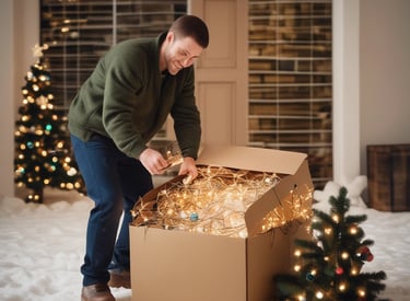 Close-up of sparkling Christmas lights on a festive home pathway, shining clearly at night.