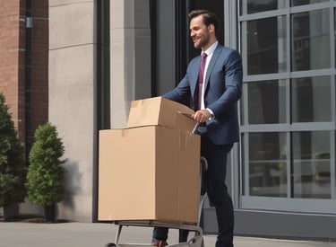 Warehouse shelves stacked with organized boxes and pallets ready for dispatch