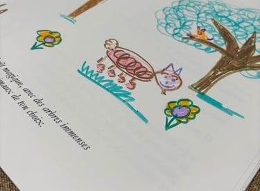 Illustration intérieure du livre Kaïa et les animaux de la forêt enchantée – récit et création enfan