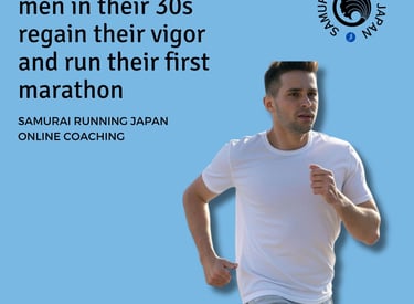 Image of running man with the text: " We help business men in their 30s regain their visor and run.