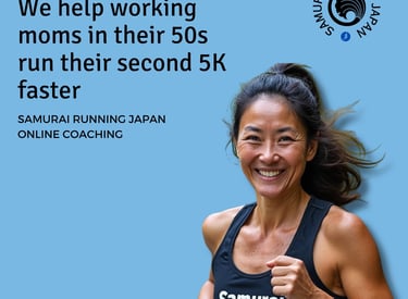 Image of Japanese woman in her 50s who is running her 2nd 5K faster than her first one.