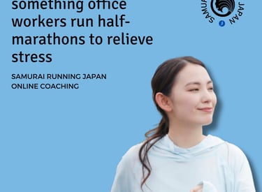 Image of smiling Japanese runner who is running to relieve stress.