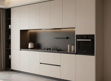 Modern Scandinavian style living room with custom-designed furniture and soft natural light.