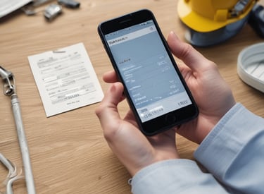 Photo of a smartphone capturing a receipt for digital expense tracking.