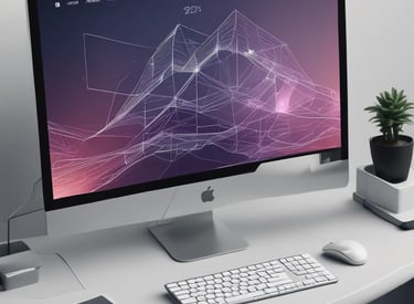 A sleek laptop screen showing a crisp, professional local business website layout with deep blue and slate grey tones.