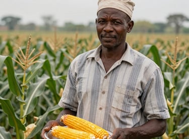 Vast commercial farm in Africa showing precision levelling equipment in action under clear skies.