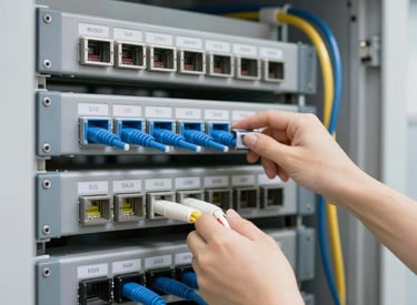 Wide shot of a showroom displaying various lighting fixtures and furniture.