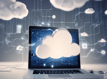 Abstract visualization of interconnected atoms with digital circuit traces glowing softly