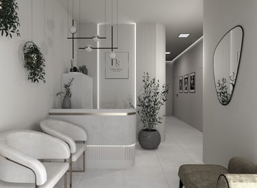 Projekt salonu fryzjerskiego, projekt salonu kosmetycznego, projekt gabinetu medycznego, recepcja