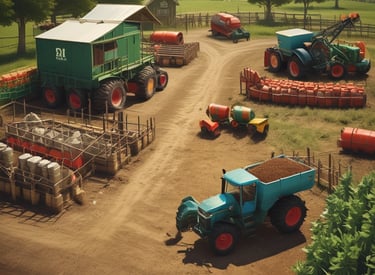 A sunlit orchard with rows of apple trees heavy with ripe fruit.