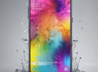 A close-up photo of a technician carefully repairing a cracked smartphone screen.